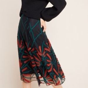 Anthropolgie EMBROIDERED TULLE A-LINE SKIRT